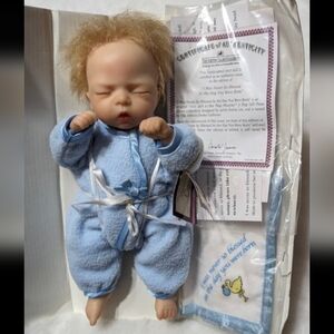Ashton Drake Galleries Reborn Baby Boy Doll Tiny Miracles 9.5 inches Mohair COA